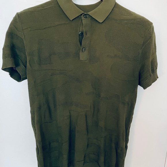 Zara - knit short sleeve polo shirt - camouflage pattern - green - Picture 4 of 6